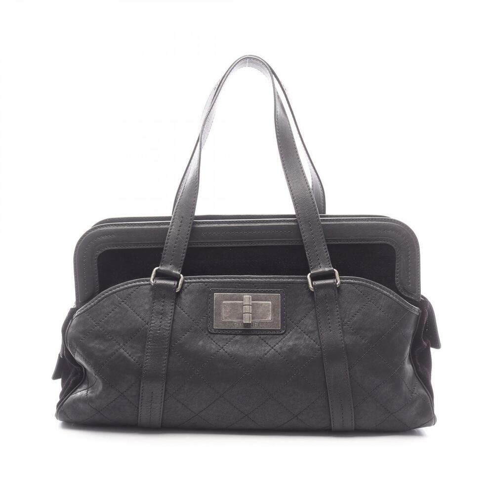 Chanel Matelasse Boston Bag Leather Pile Black